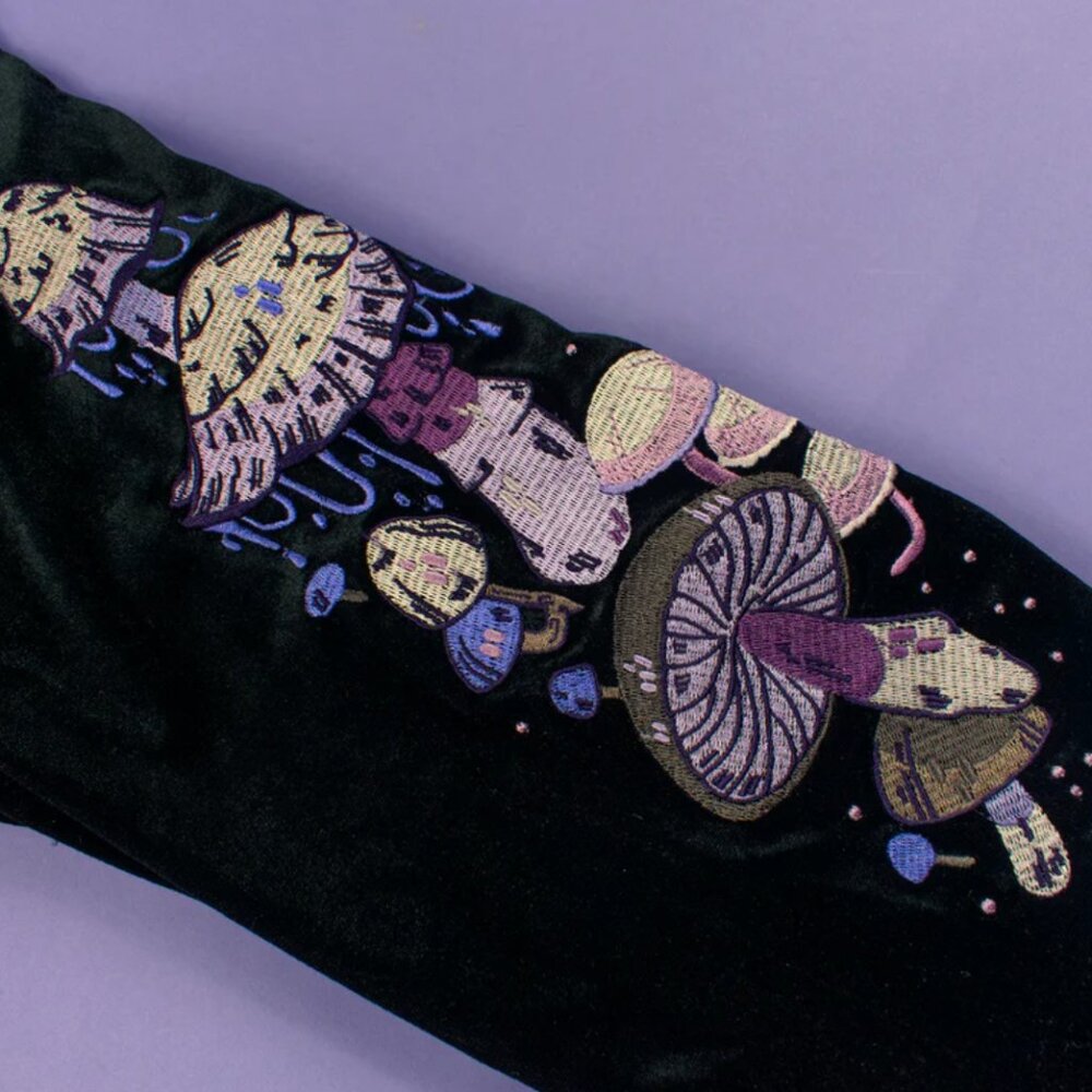 Morningwitch Purple Floral Fungi Forest Velvet jacket Size 2XL - Picture 3 of 6